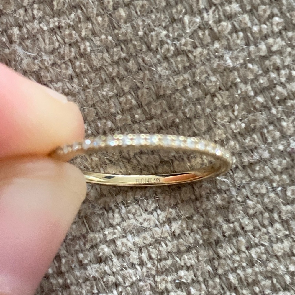 EF COLLECTION Gold Diamond Eternity Pinky Ring 4.5 - Picture 6 of 7